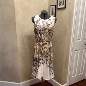 White High Low Sundress with Sleeveless Crew Neck for Wedding Guest